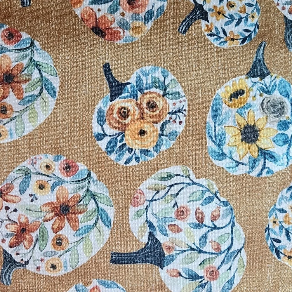 Nicole Miller Home Set Of Four Pleacemats Floral Pumpkins Fall Thanksgiving